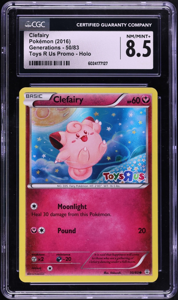 2016 Pokemon XY Generations Toys R Us Promo Holo Clefairy #50 CGC 8.5 NM-MT+