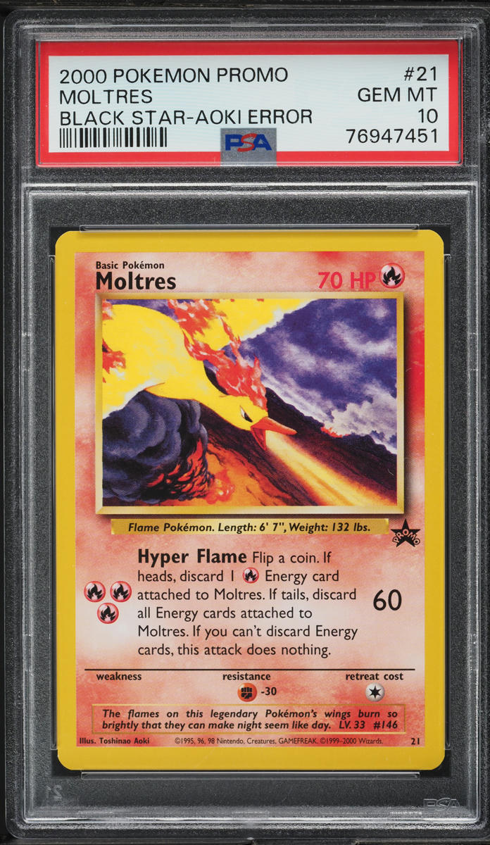 2000 Pokemon Black Star Promo Aoki Error Moltres #21 PSA 10 GEM MINT