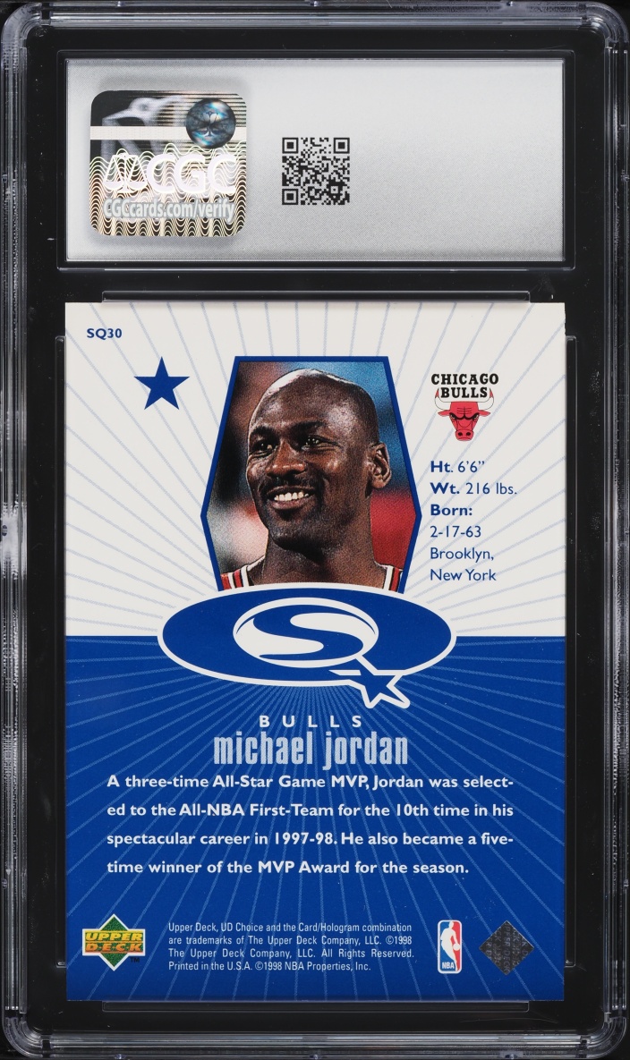 1998 Upper Deck Choice Starquest Blue Michael Jordan #SQ30 CGC 9 MINT