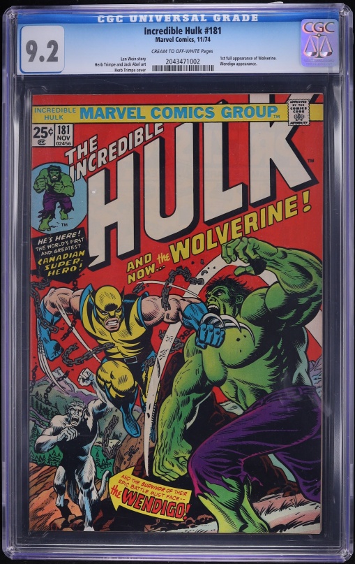 Incredible Hulk #181 (Marvel Comics, 1974) CGC 9.2 Cream To Off-White Pages