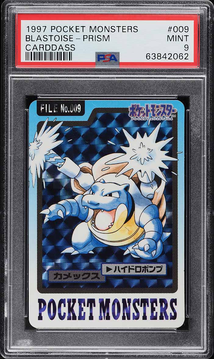 1997 Pokemon Japanese Pocket Monsters Carddass Prism Blastoise #009 PSA 9 MINT