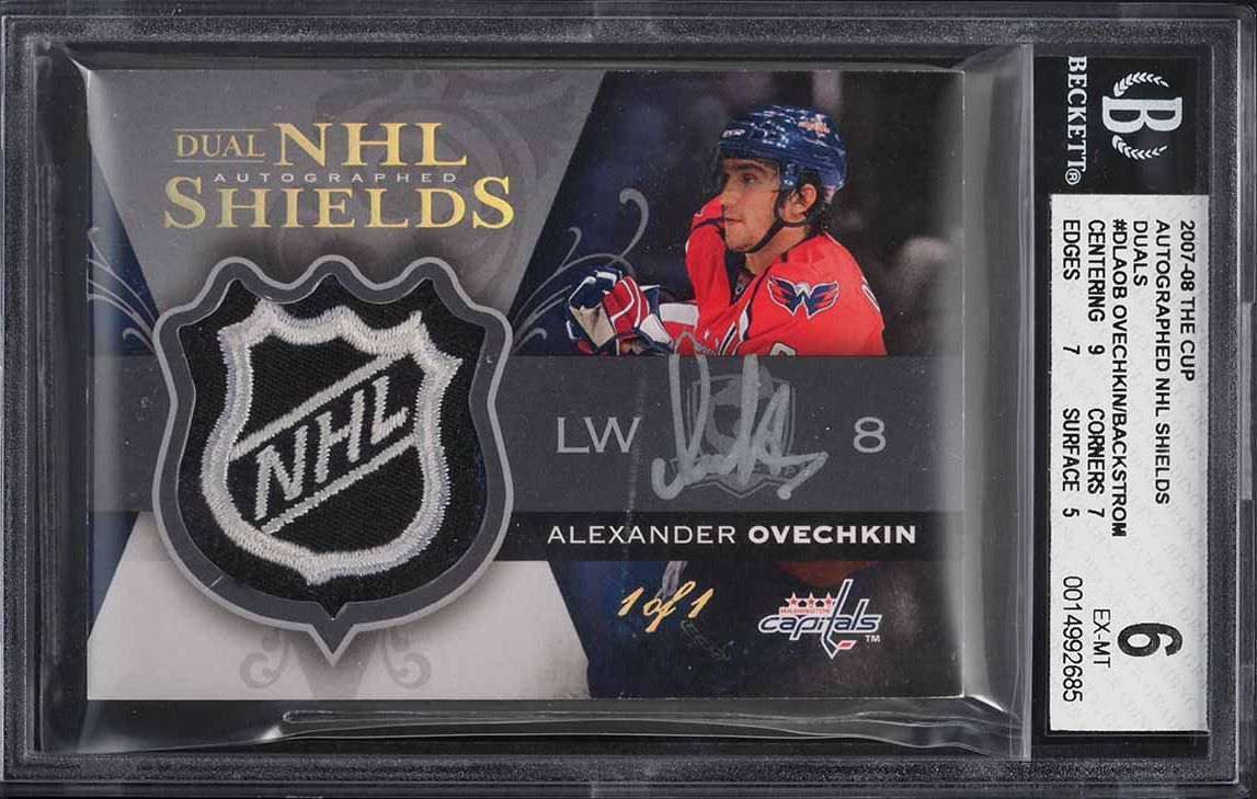 2007 The Cup Alexander Ovechkin Nicklas Backstrom SHIELD PATCH AUTO 1/1 BGS 6
