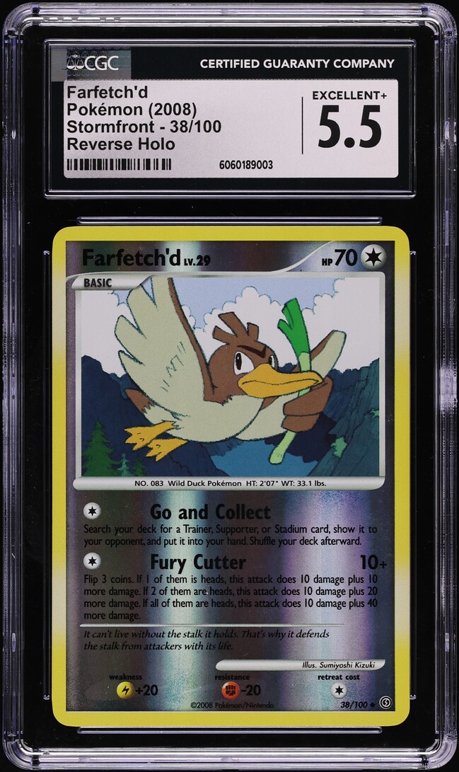 2008 Pokemon Stormfront Reverse Holo Farfetch'd #38 CGC 5.5 EX+