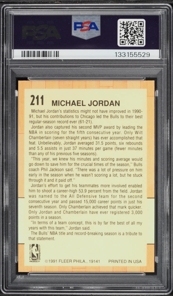 1991 Fleer Basketball Michael Jordan #211 PSA 9 MINT