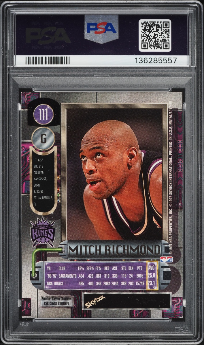 1997 Metal Universe Mitch Richmond #111 PSA 8 NM-MT
