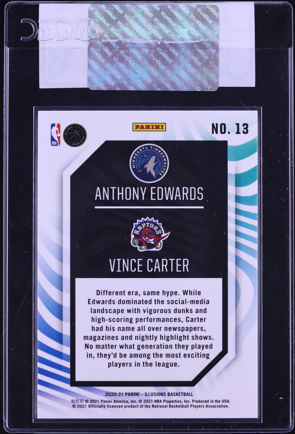 2020 Panini Illusions Reflections Anthony Edwards Vince Carter ROOKIE #13 CGC AUTH