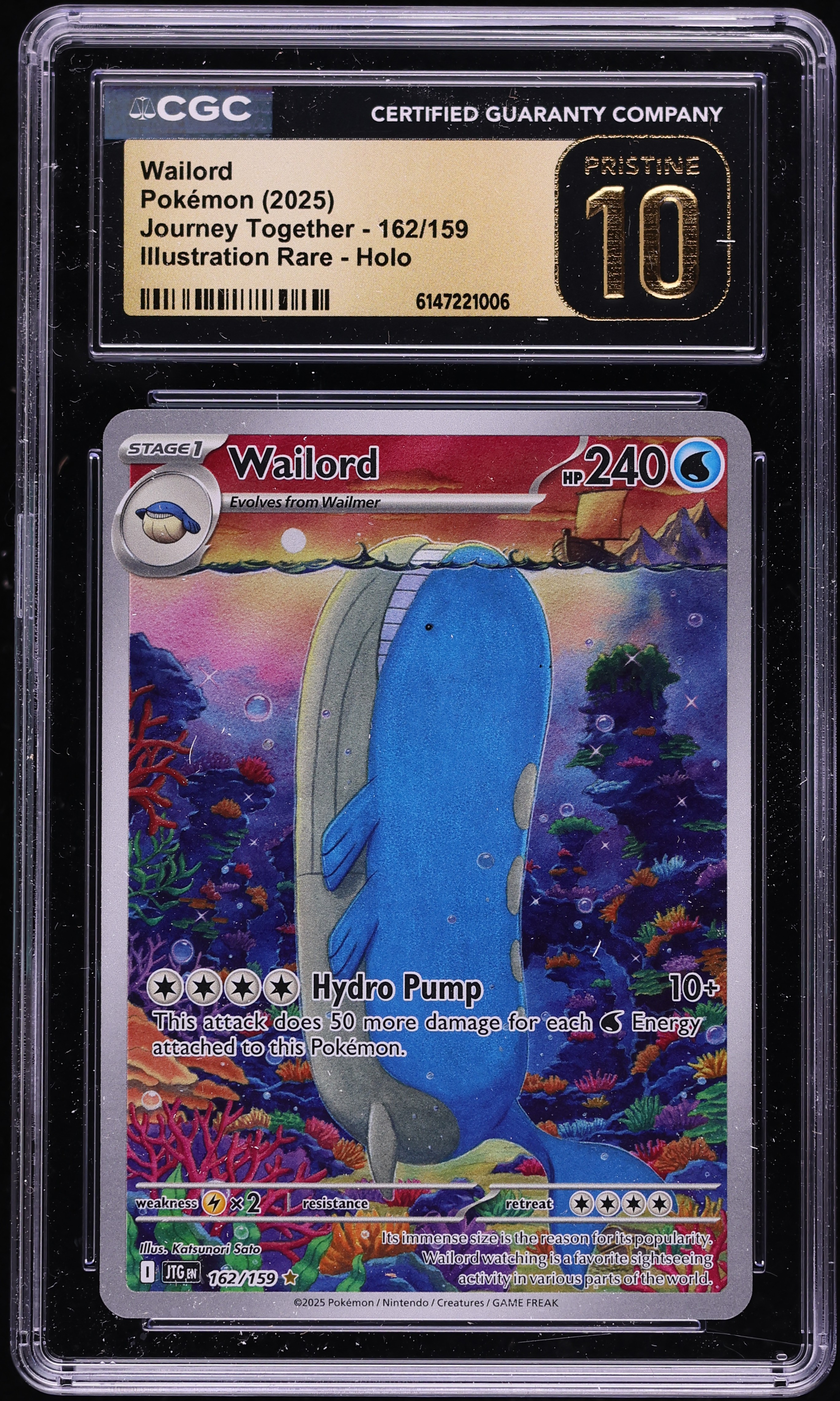 2025 Pokemon Scarlet & Violet Journey Together IR Wailord #162 CGC 10 PRISTINE