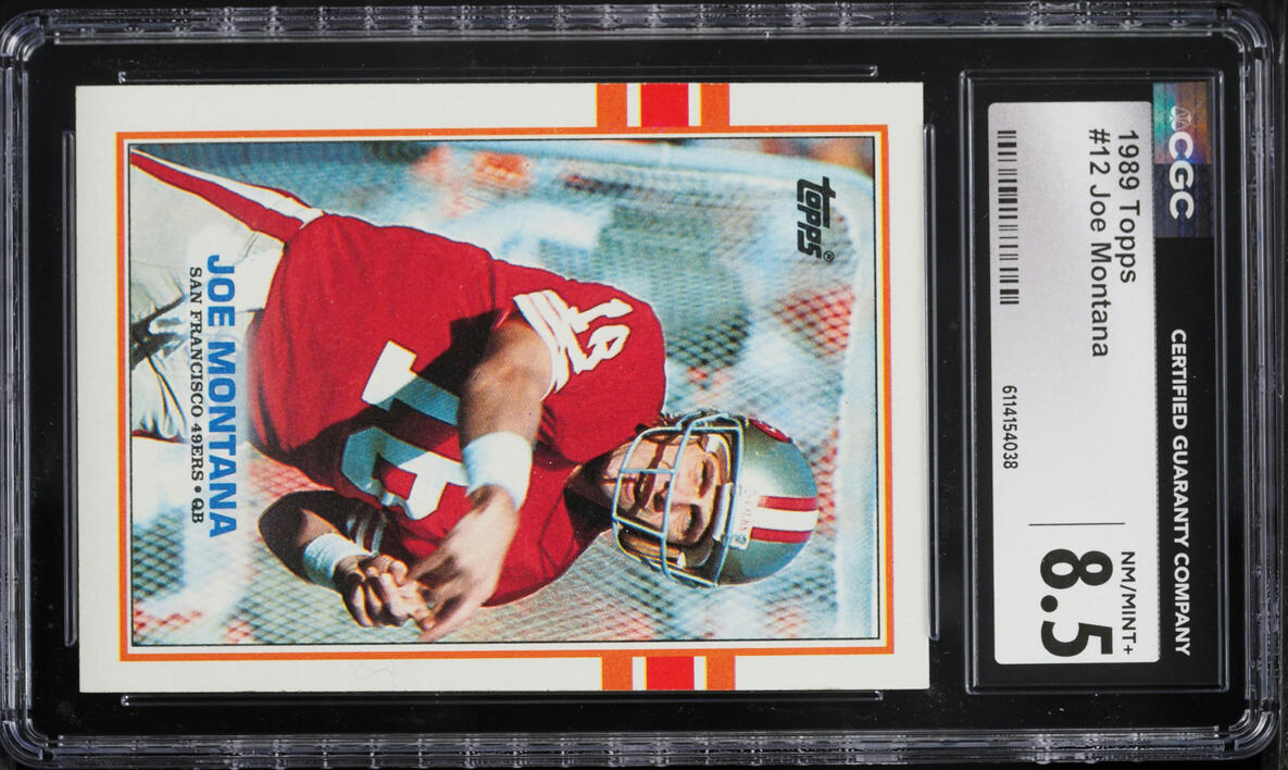 1989 Topps Football Joe Montana #12 CGC 8.5 NM-MT+