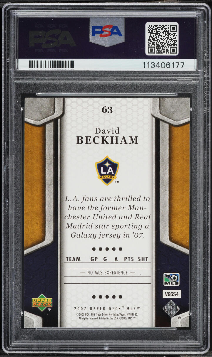 2007 Upper Deck MLS David Beckham #63 PSA 9 MINT
