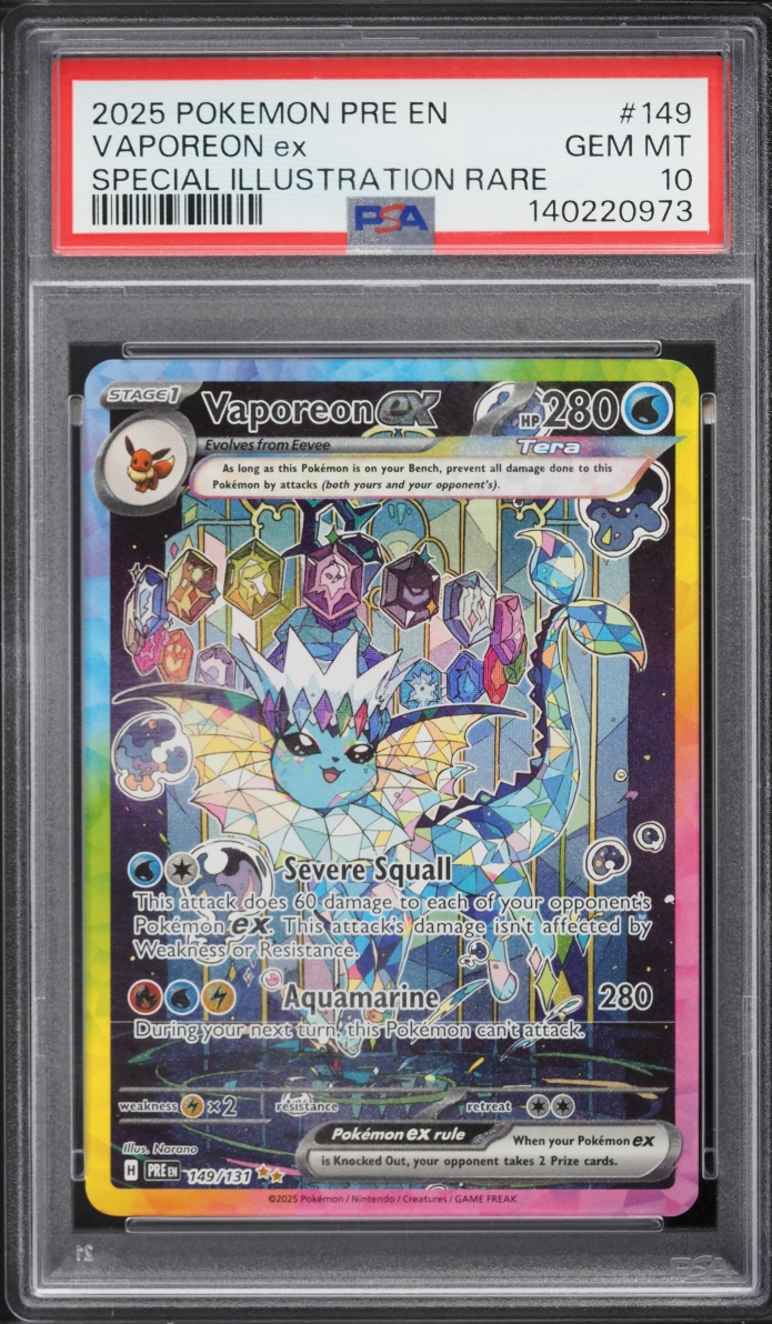 2025 Pokemon Scarlet & Violet Prismatic Evolutions SIR Vaporeon EX #149 PSA 10 GEM MINT