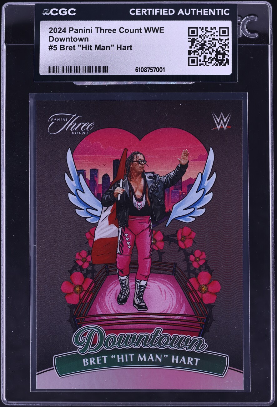 2024 Panini Three Count WWE Downtown Bret "Hit Man" Hart #5 CGC AUTH