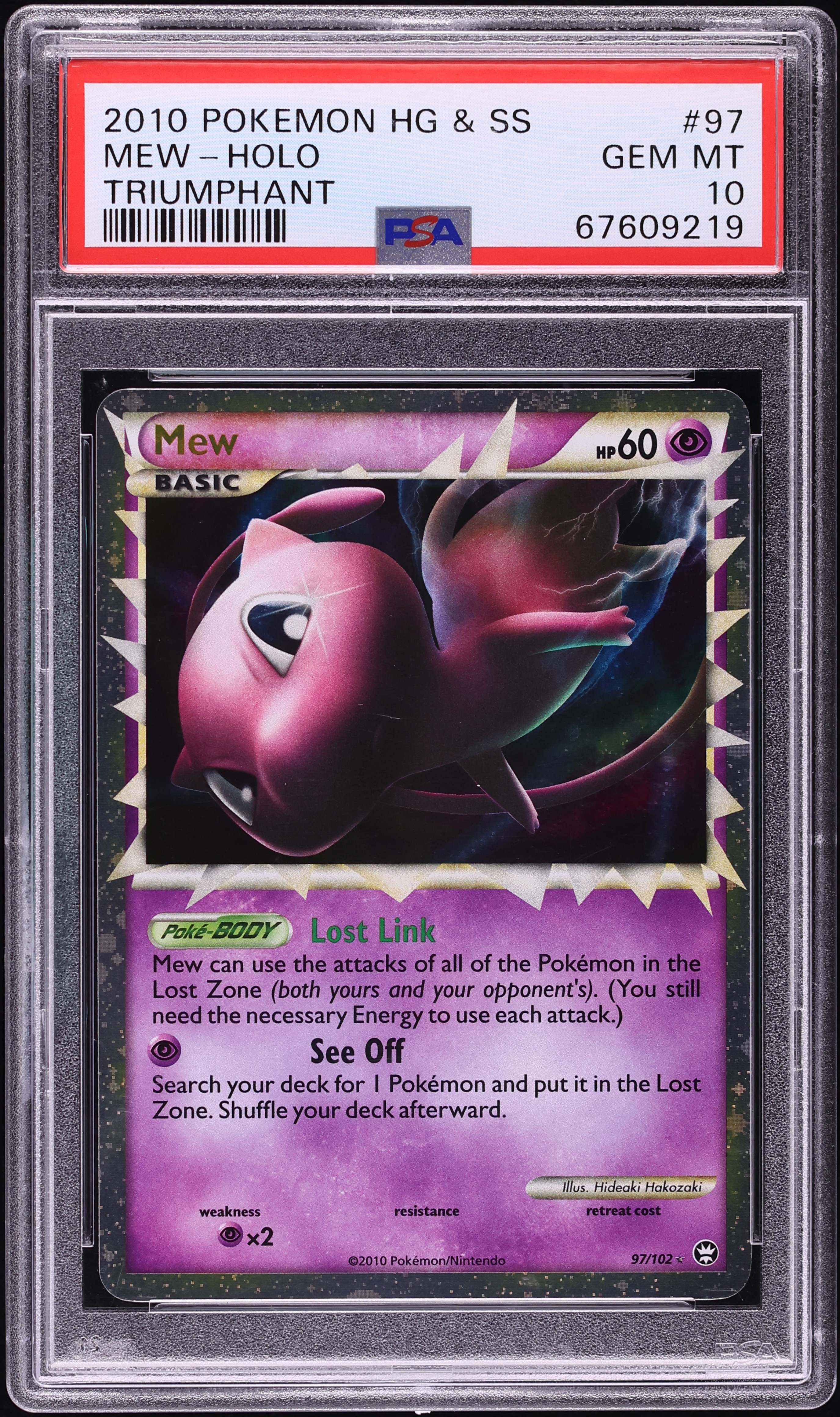 2010 Pokemon HeartGold & SoulSilver Triumphant Holo Mew #97 PSA 10 GEM MINT