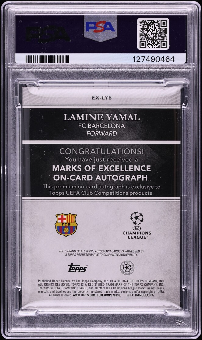 2024 Finest UEFA Marks Of Excellence Purple Foil Lamine Yamal RC AUTO DNA 10 /10 #LY5 PSA AUTH