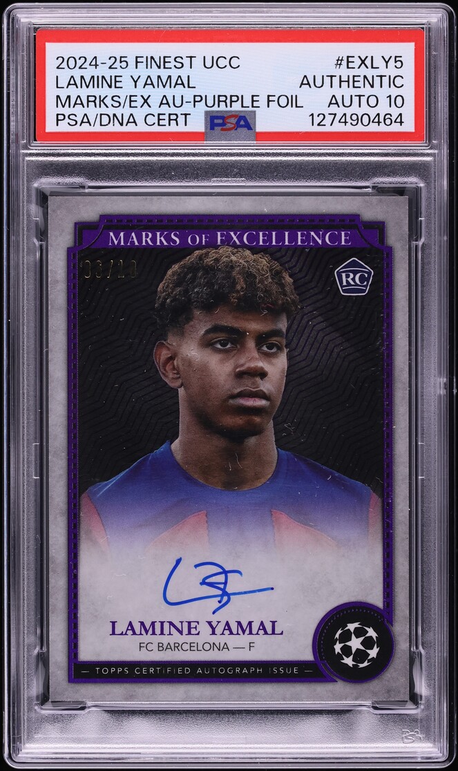 2024 Finest UEFA Marks Of Excellence Purple Foil Lamine Yamal RC AUTO DNA 10 /10 #LY5 PSA AUTH