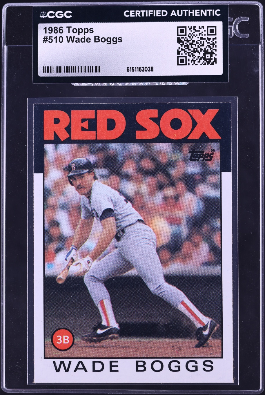 1986 Topps Wade Boggs #510 CGC AUTH