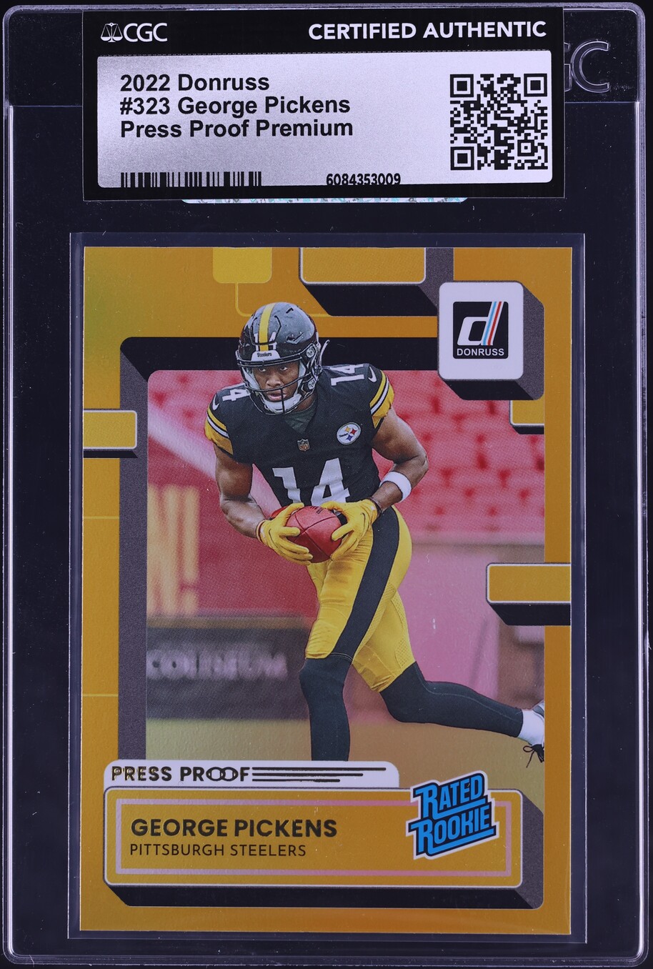 2022 Donruss Press Proof Premium George Pickens ROOKIE #323 CGC AUTH
