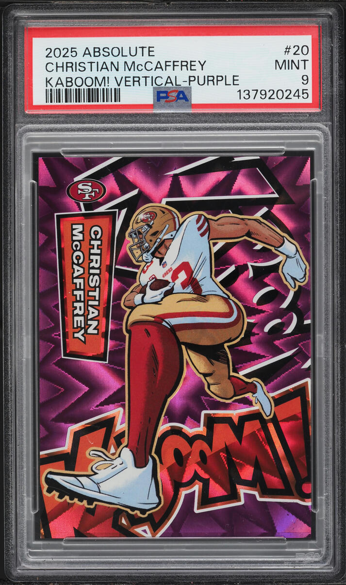 2025 Absolute Kaboom! Vertical Purple Christian McCaffrey #20 PSA 9 MINT