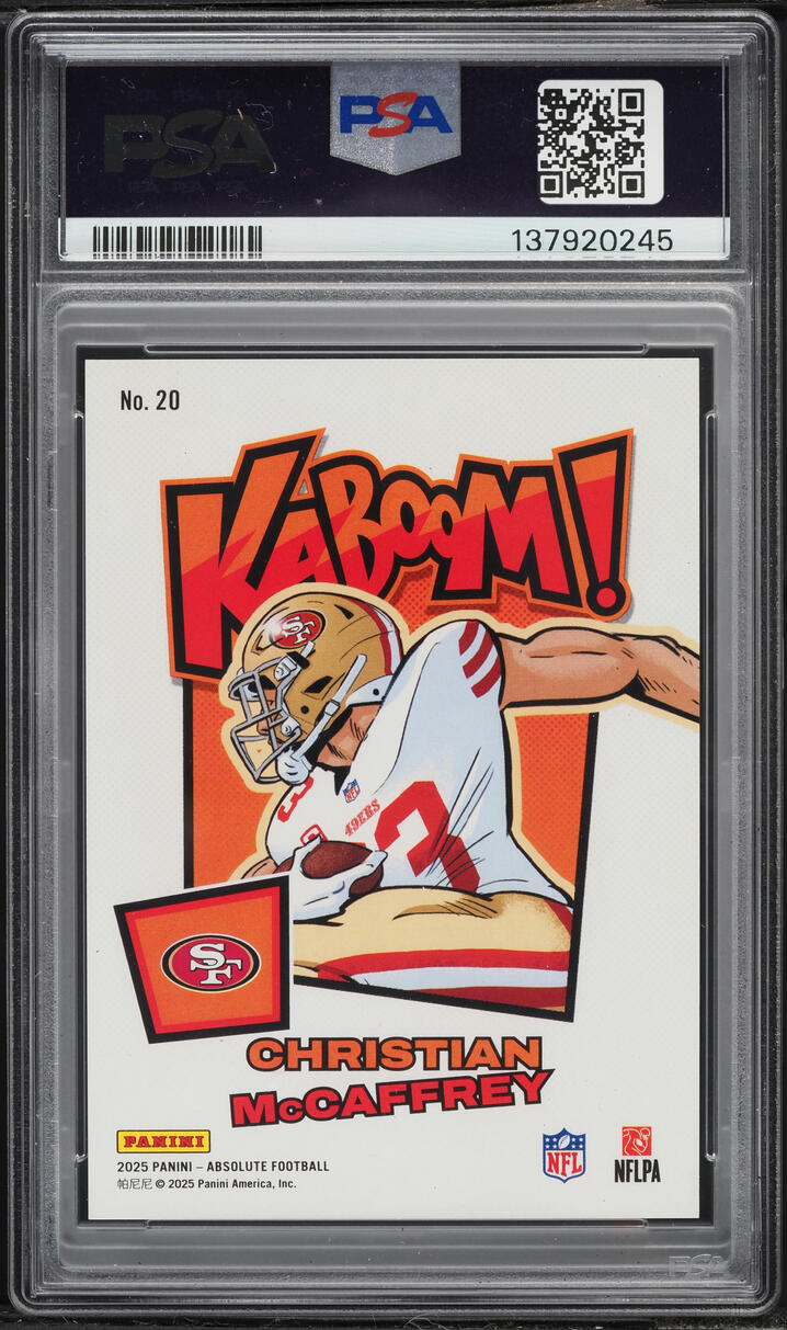 2025 Absolute Kaboom! Vertical Purple Christian McCaffrey #20 PSA 9 MINT