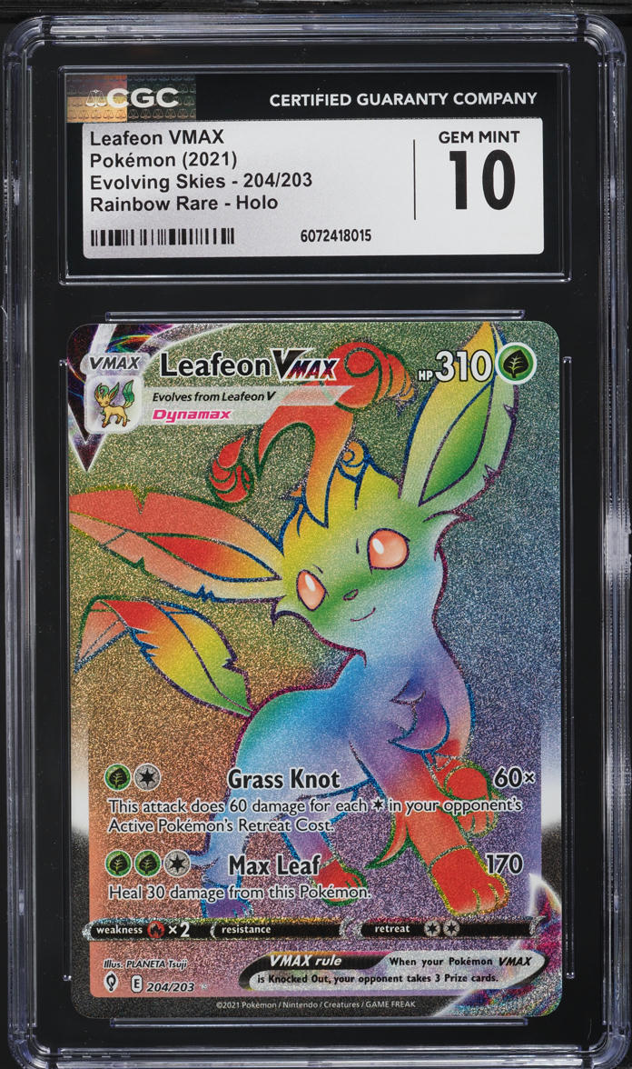 2021 Pokemon SWSH Evolving Skies Hyper Rare Leafeon VMAX #204 CGC 10 GEM MINT