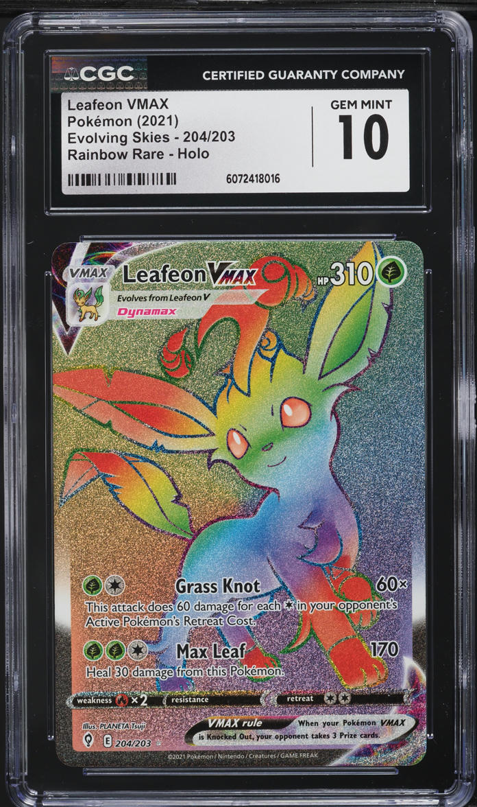 2021 Pokemon SWSH Evolving Skies Hyper Rare Leafeon VMAX #204 CGC 10 GEM MINT