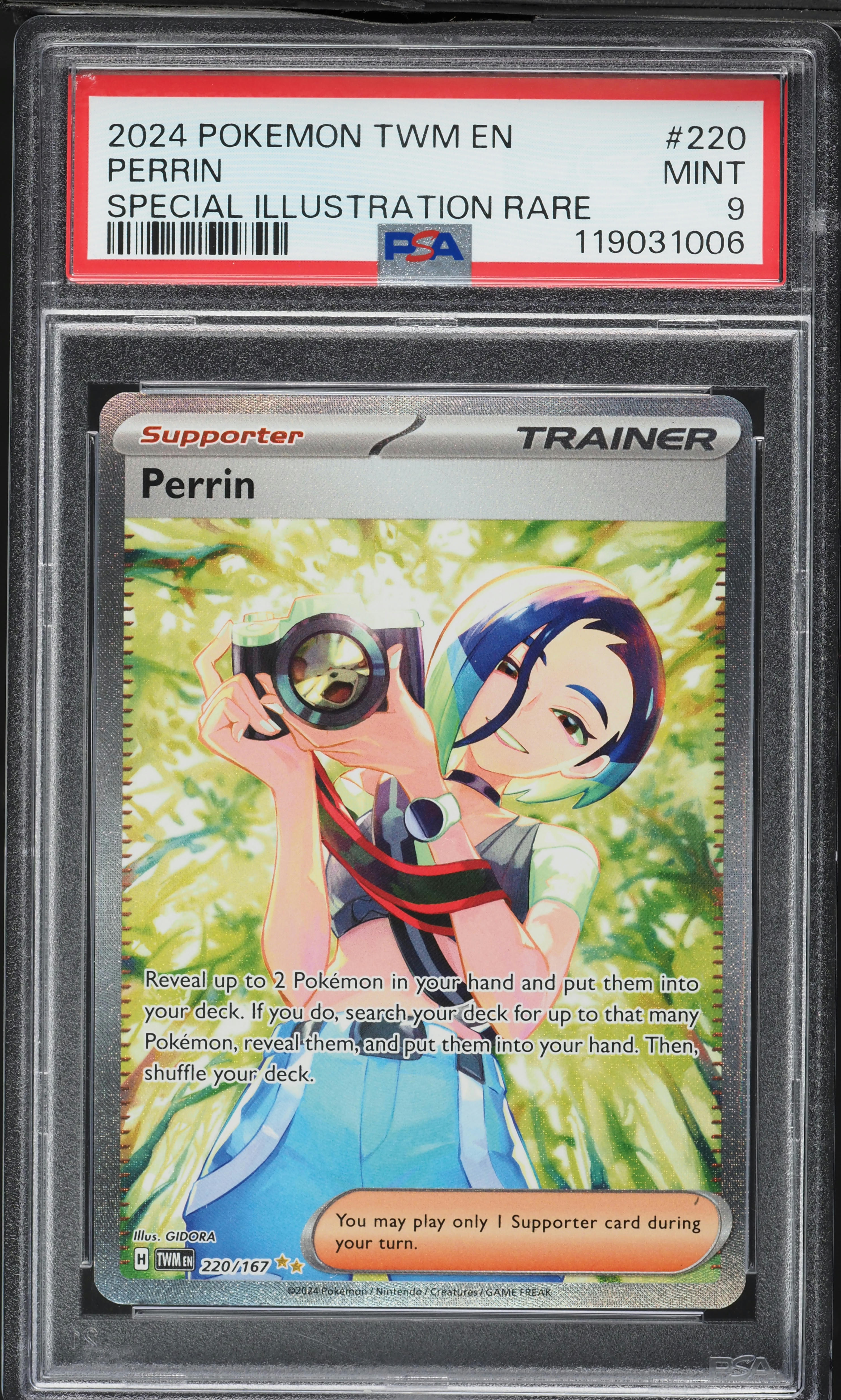 2024 Pokemon Scarlet & Violet Twilight Masquerade SIR Perrin #220 PSA 9 MINT