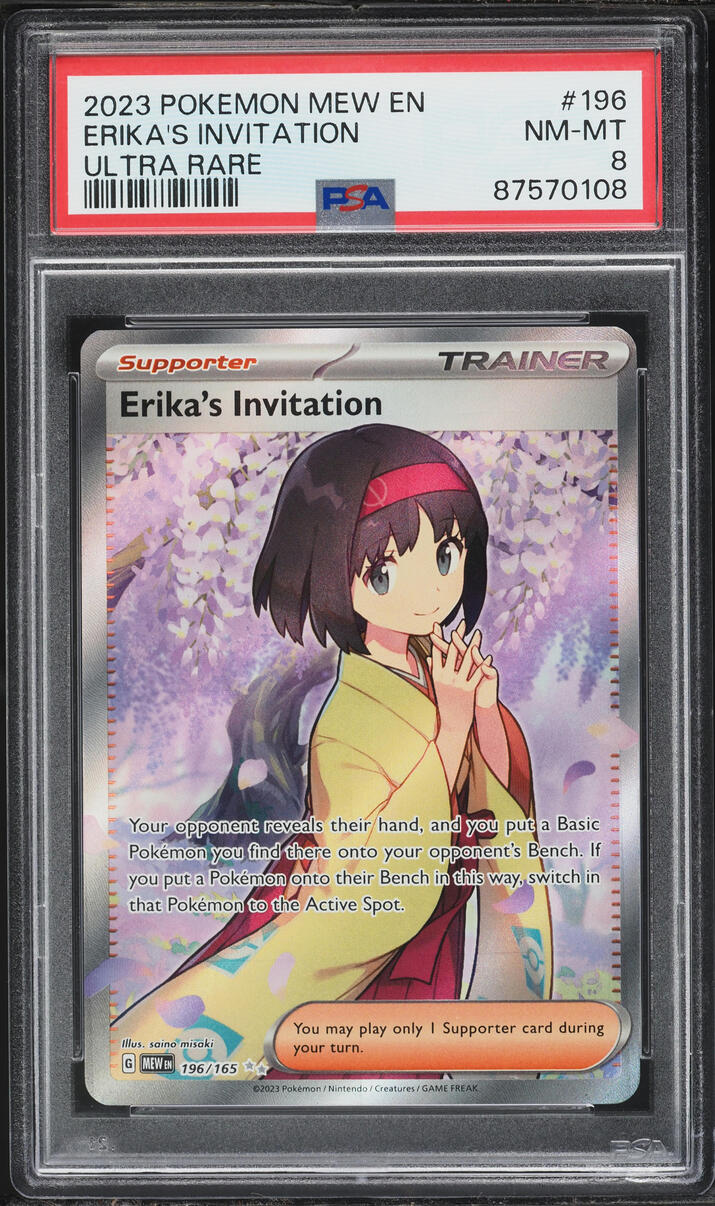 2023 Pokemon Scarlet & Violet 151 Full Art Erika's Invitation #196 PSA 8 NM-MT