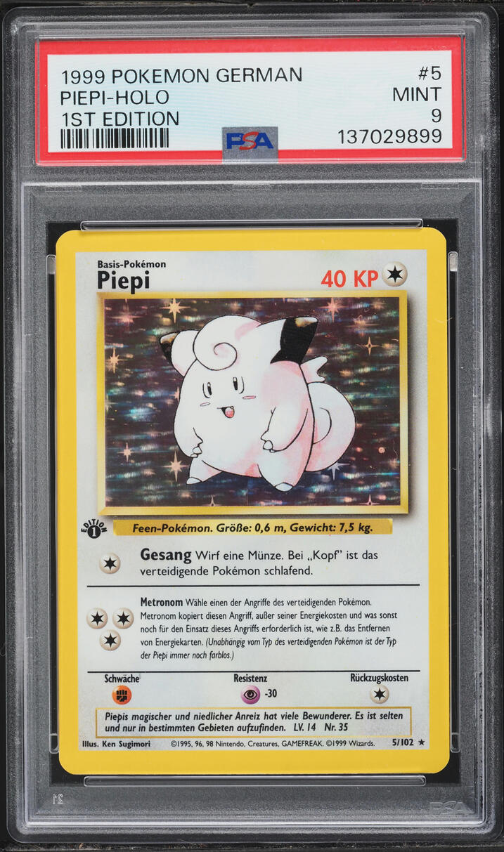 1999 Pokemon German Base Set 1st Edition Holo Clefairy #5 PSA 9 MINT