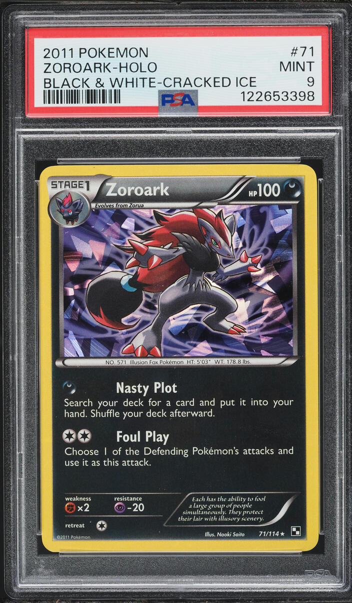 2011 Pokemon Black & White Cracked Ice Holo Zoroark #71 PSA 9 MINT