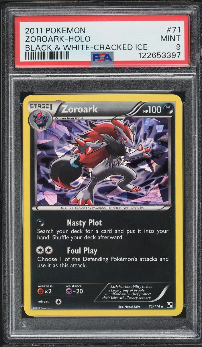 2011 Pokemon Black & White Cracked Ice Holo Zoroark #71 PSA 9 MINT