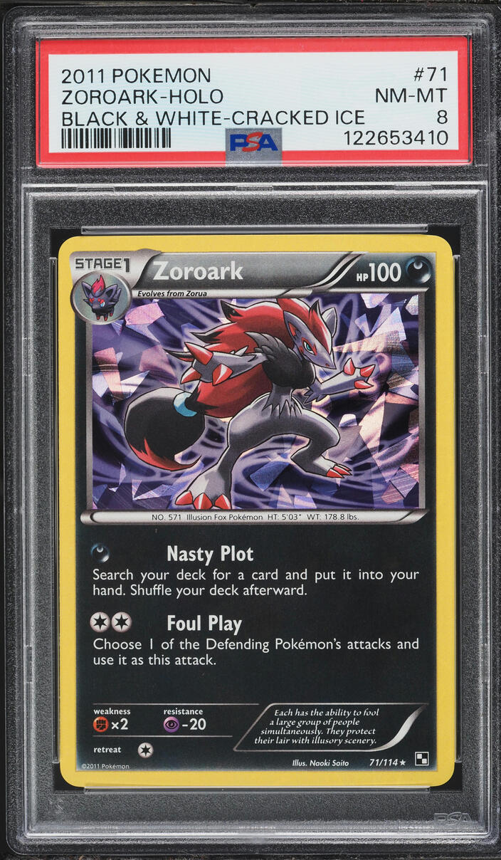 2011 Pokemon Black & White Cracked Ice Holo Zoroark #71 PSA 8 NM-MT