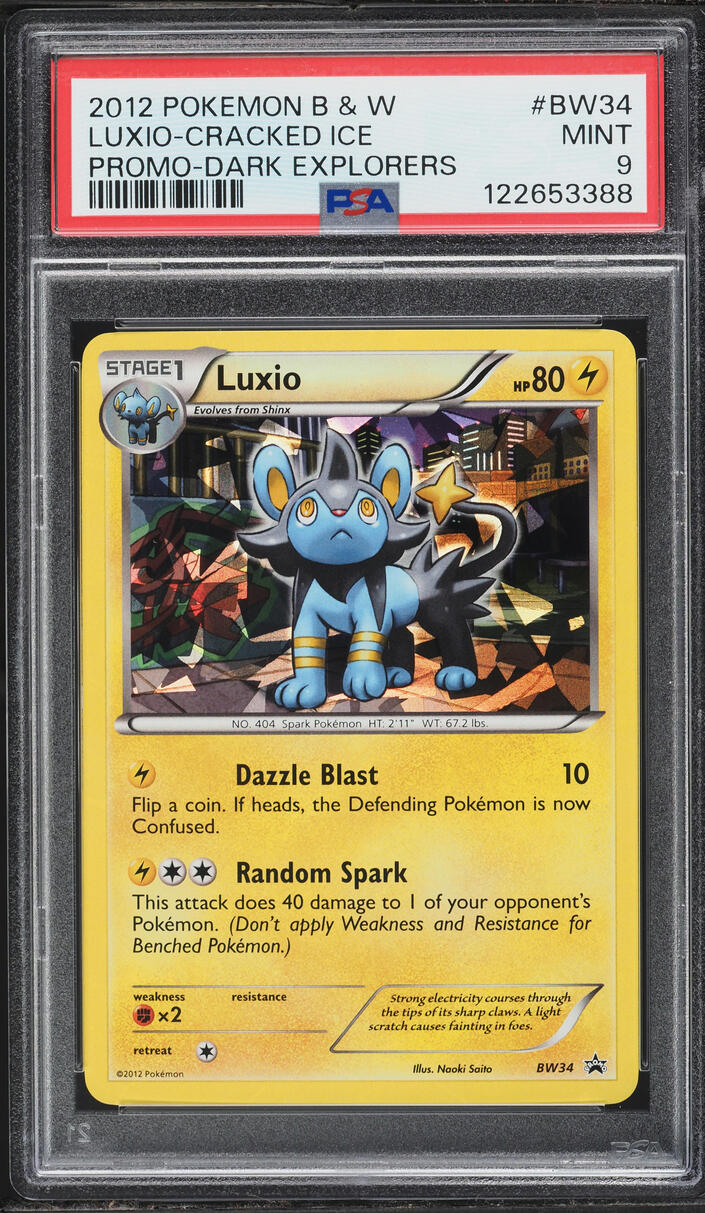 2012 Pokemon Black & White Promo Dark Explorers Cracked Ice Luxio #BW34 PSA 9 MINT