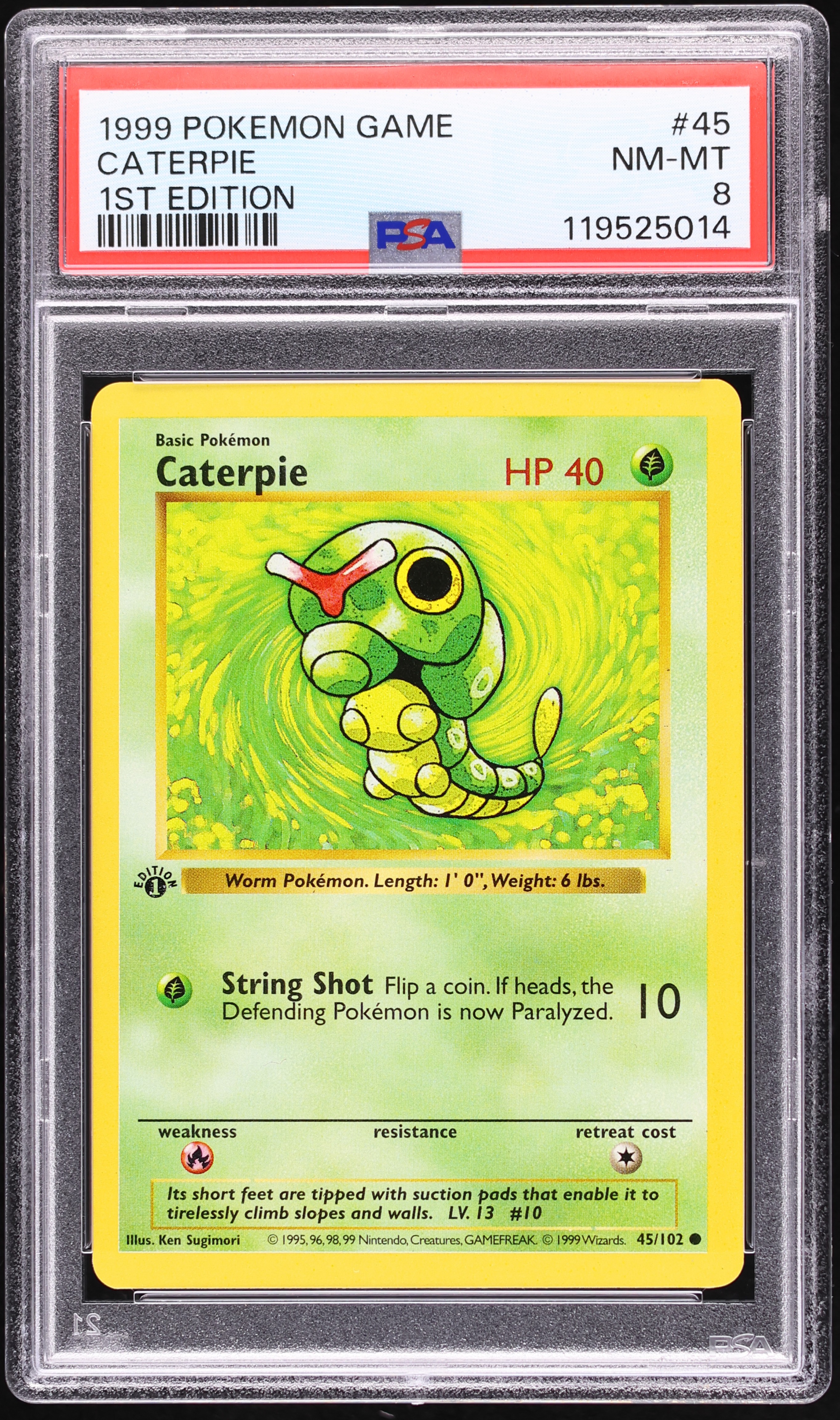英語版初期　Caterpie 1st Edition shadowless Caterpie · Base Set First Edition #45 (Shadowless)