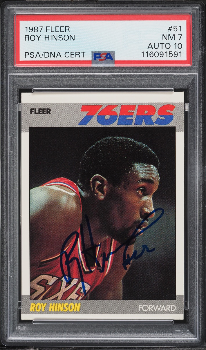 1987 Fleer Basketball Roy Hinson AUTO DNA 10 #51 PSA 7 NRMT