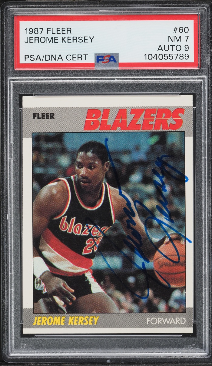 1987 Fleer Basketball Jerome Kersey AUTO DNA 9 #60 PSA 7 NRMT