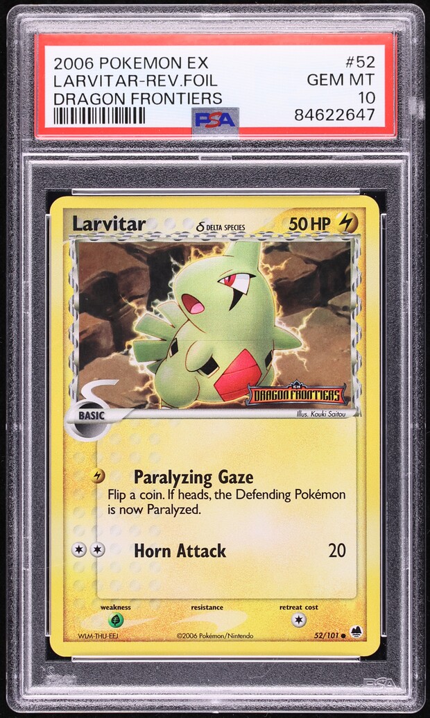 2006 Pokemon EX Dragon Frontiers Reverse Holo Larvitar #52 PSA 10 GEM MINT