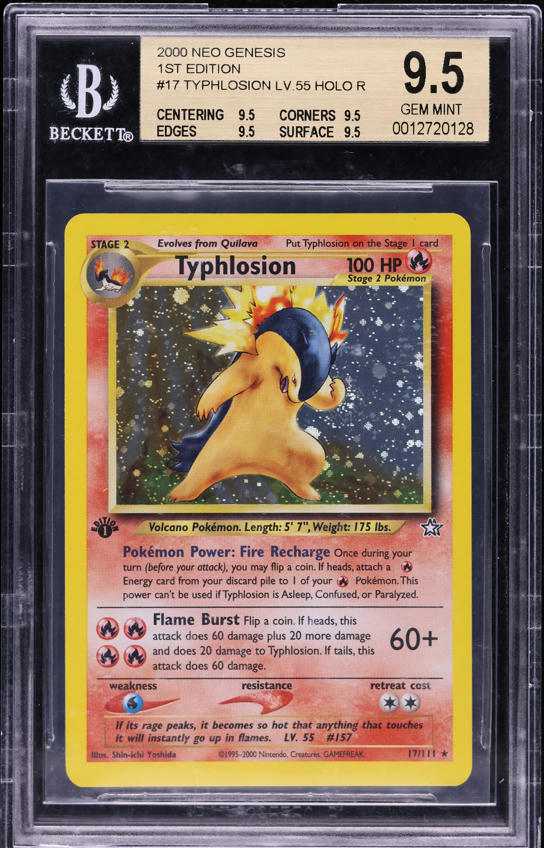 2000 Pokemon Neo Genesis 1st Edition Holo Typhlosion #17 BGS 9.5