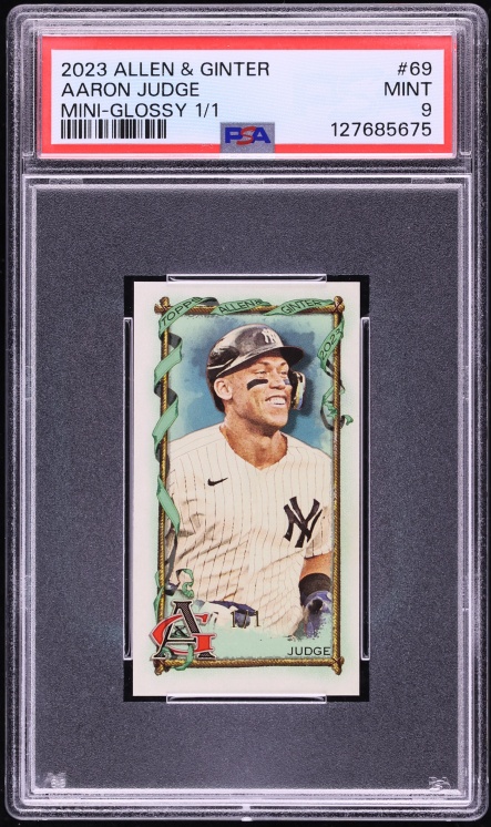 2023 Topps Allen & Ginter Mini Glossy Aaron Judge 1/1 #69 PSA 9 MINT