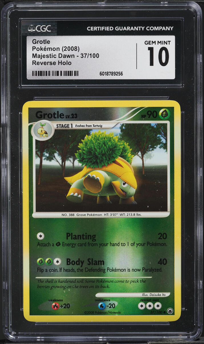 2008 Pokemon Diamond & Pearl Majestic Dawn Reverse Holo Grotle #37 CGC 10 GEM
