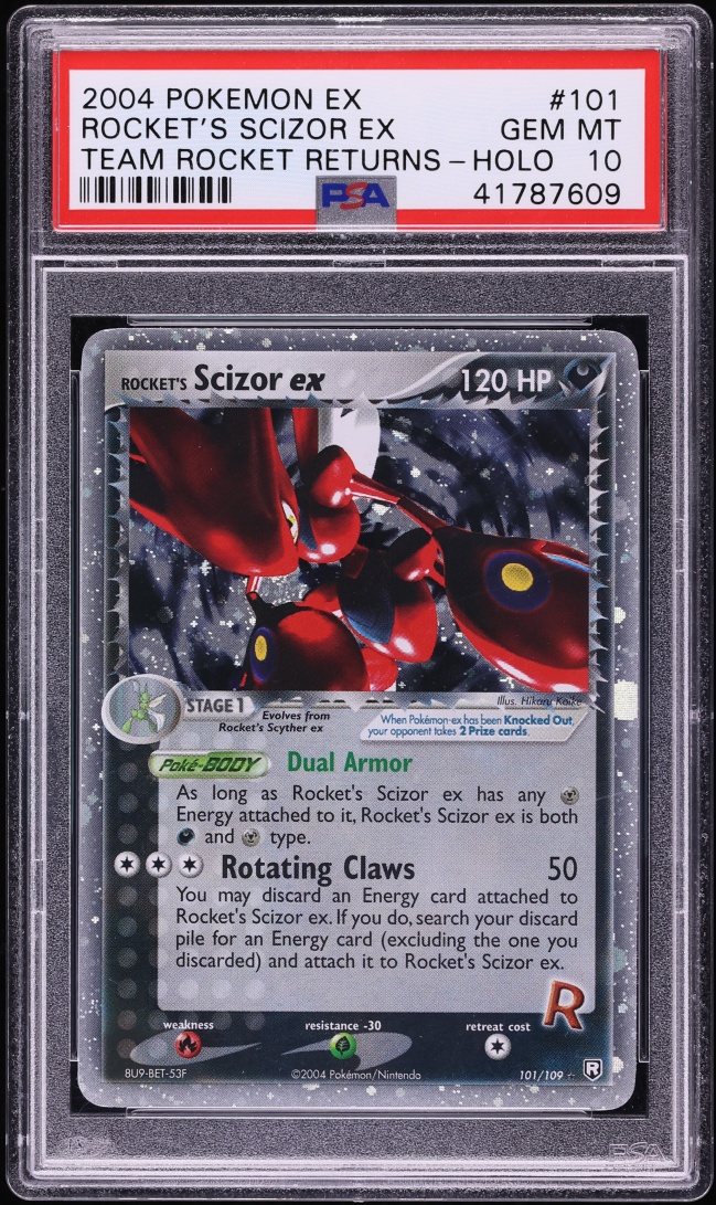 2004 Pokemon EX Team Rocket Returns Holo Rocket's Scizor ex #101 PSA 10 GEM MINT