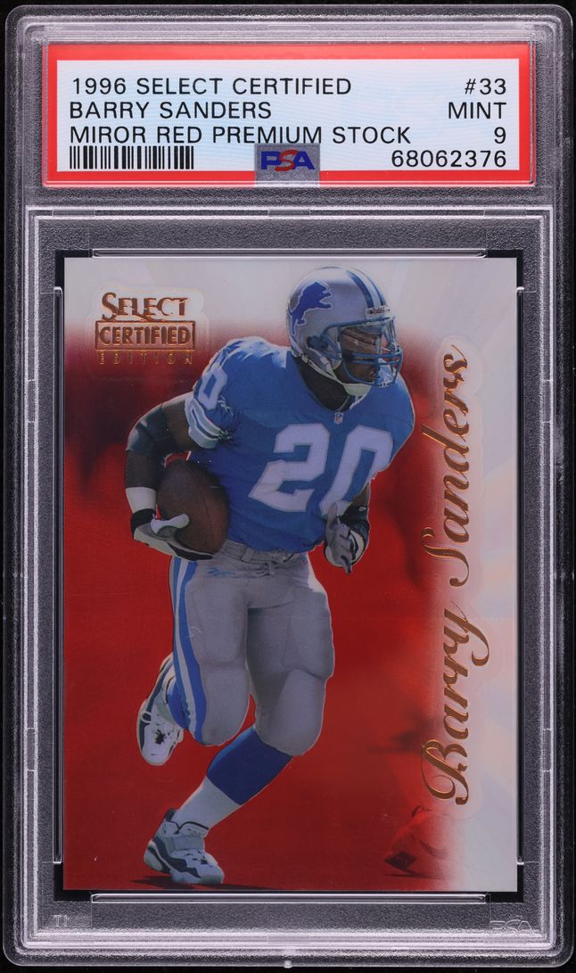 1996 Select Certified Premium Stock Mirror Red Barry Sanders /20 #33 PSA 9 MINT