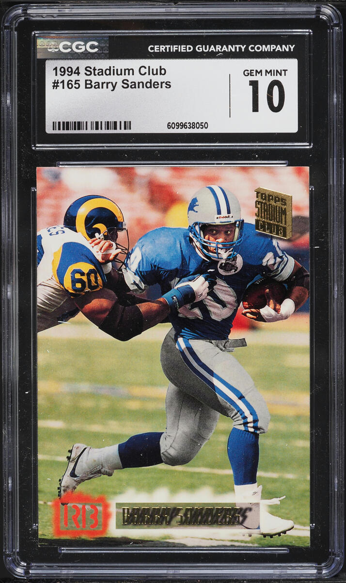 1994 Stadium Club Football Barry Sanders #165 CGC 10 GEM MINT