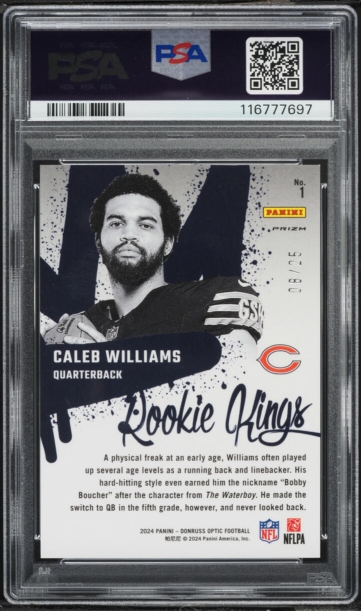 2024 Donruss Optic Kings Black Pandora Caleb Williams ROOKIE /25 #1 PSA 9 MINT - Photo 2