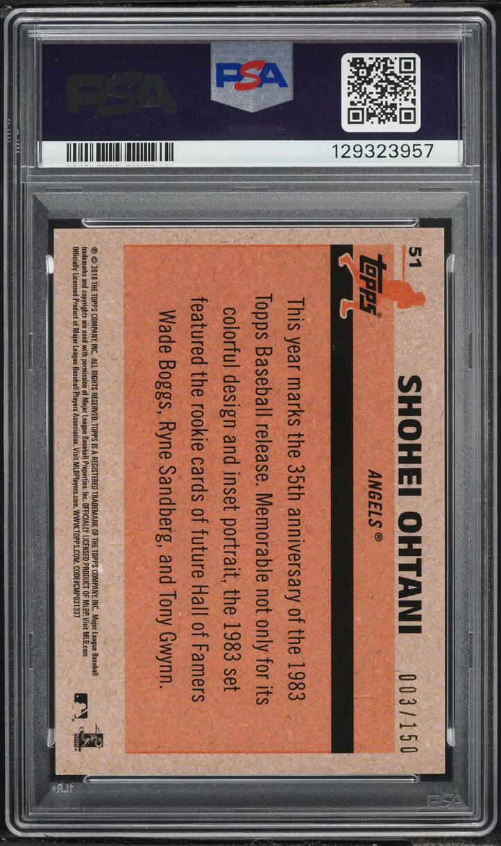2018 Topps Silver Pack '83 Chrome Promo Blue Refractor Shohei Ohtani ROOKIE /150 #51 PSA 9 MINT - Photo 2