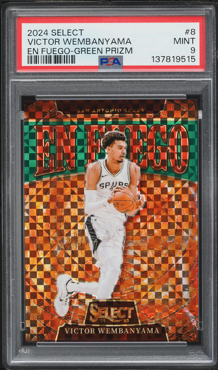 2024 Select En Fuego Green Prizm Victor Wembanyama /5 #8 PSA 9 MINT - Photo 1