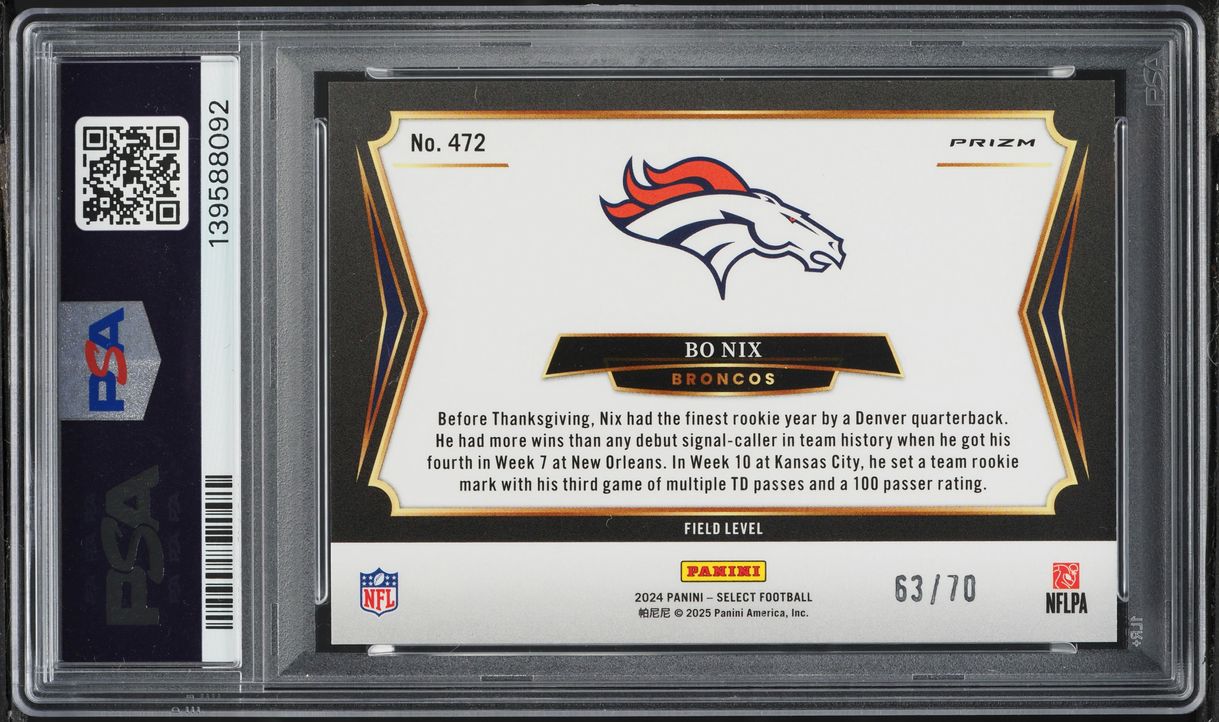 2024 Select Field Level Dragon Scale Prizm Bo Nix ROOKIE /70 #472 PSA 10 GEM MINT - Photo 2