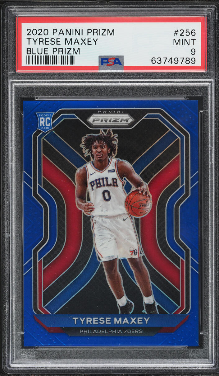 2020 Panini Prizm Blue Tyrese Maxey ROOKIE /199 #256 PSA 9 MINT - Photo 1