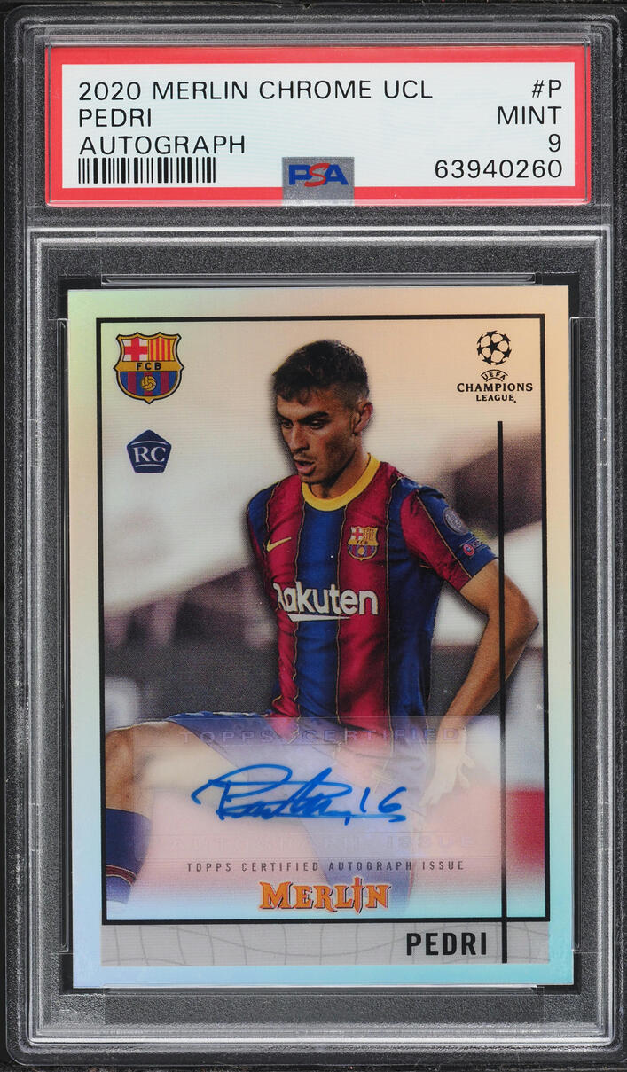 2020 Topps Merlin Chrome UEFA Champions League Pedri ROOKIE AUTO #BCA-P PSA 9 MINT - Photo 1