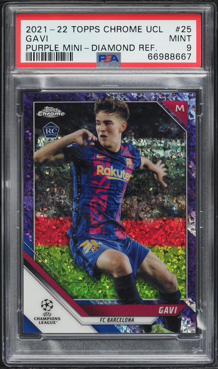 2021 Topps Chrome UEFA Purple Mini Diamond Refractor Gavi ROOKIE /250 #25 PSA 9 MINT - Photo 1