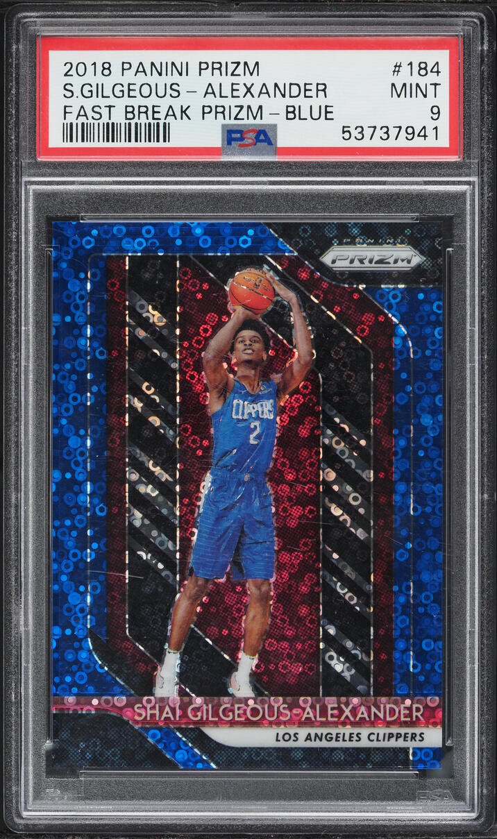 2018 Panini Prizm Fast Break Blue Shai Gilgeous-Alexander ROOKIE /175 #184 PSA 9 MINT - Photo 1