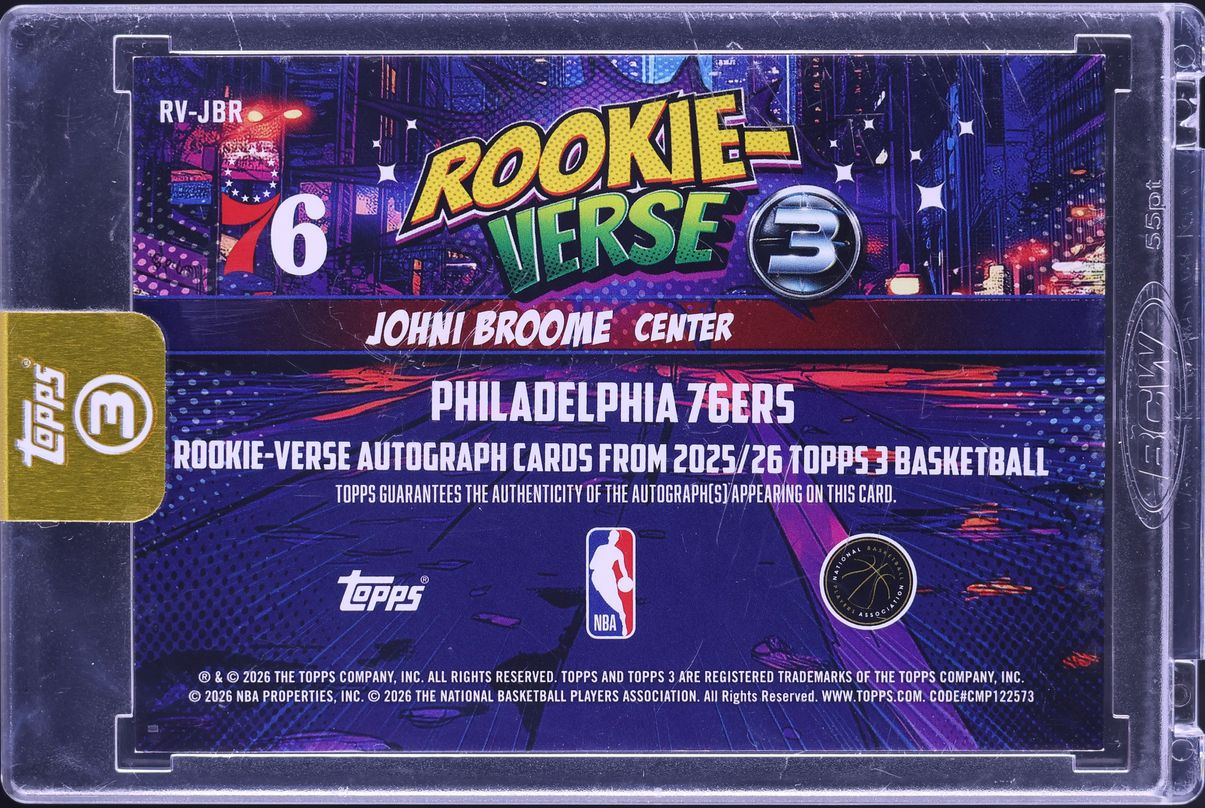 2025 Topps Three Rookie-Verse Johni Broome ROOKIE AUTO /49 #RV-JBR